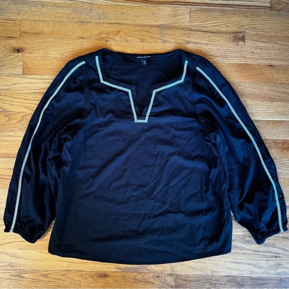 Banana Republic Notch Neck Black Blouse